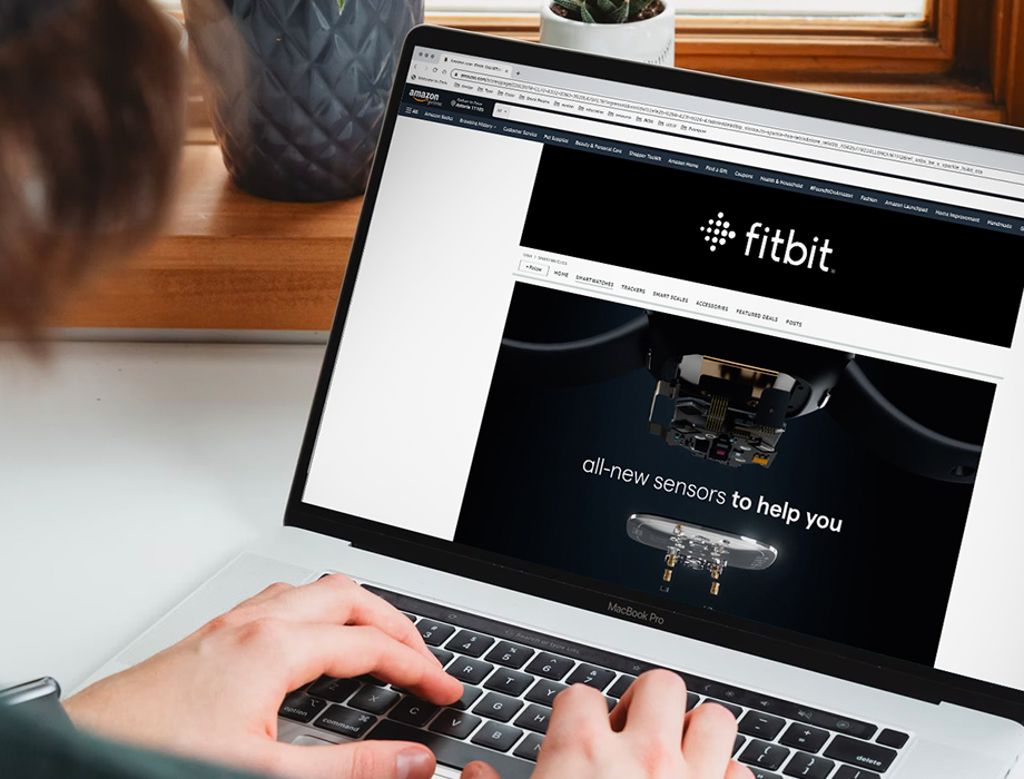 Amazon Brand Store design on laptop — Fitbit storefront by Iron Creative